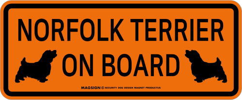 ノーフォークテリア,乗車中,カーマグネット,バンパーステッカー,英語,NORFOLK TERRIER ON BOARD,オレンジ色