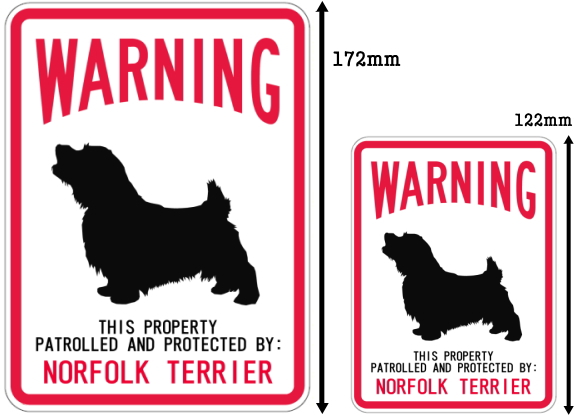 WARNING PATROLLED AND PROTECTED NORFOLK TERRIER マグネットサイン:ノーフォークテリア