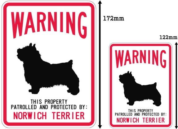 WARNING PATROLLED AND PROTECTED NORWICH TERRIER マグネットサイン:ノーリッチテリア