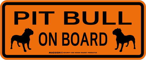 ピットブル,乗車中,カーマグネット,バンパーステッカー,英語,PIT BULL ON BOARD,オレンジ色