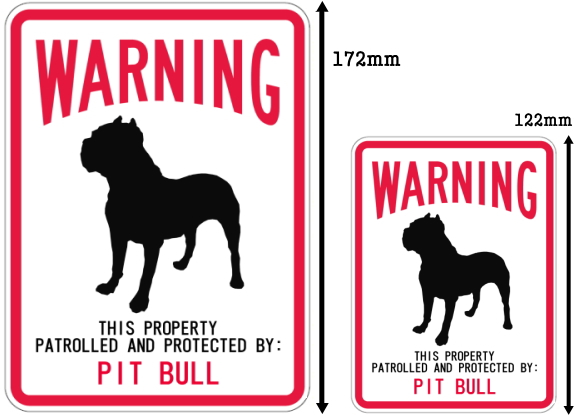 WARNING PATROLLED AND PROTECTED PIT BULL マグネットサイン：ピットブル