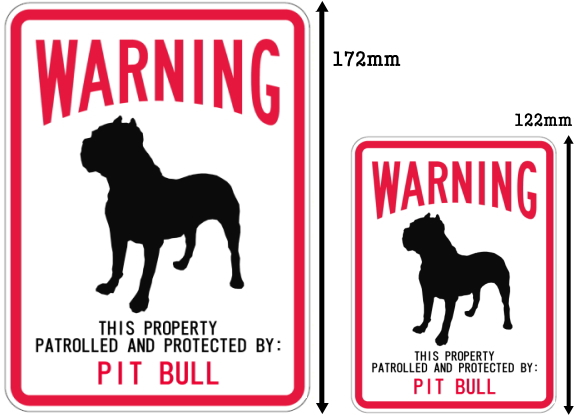 WARNING PATROLLED AND PROTECTED PIT BULL マグネットサイン:ピットブル