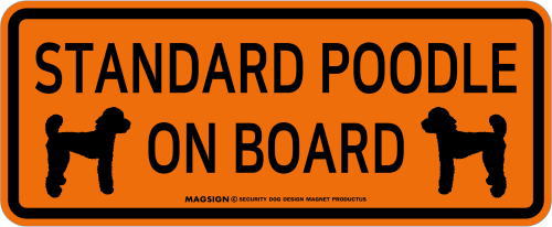 スタンダードプードル,乗車中,カーマグネット,バンパーステッカー,英語,STANDARD POODLE ON BOARD,オレンジ色