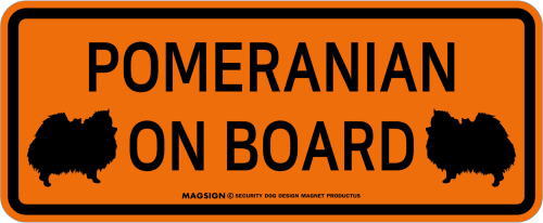 ポメラニアン,乗車中,カーマグネット,バンパーステッカー,英語,POMERANIAN ON BOARD,オレンジ色