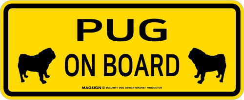 パグ,乗車中,カーマグネット,バンパーステッカー,英語,PUG ON BOARD,イエロー,黄色