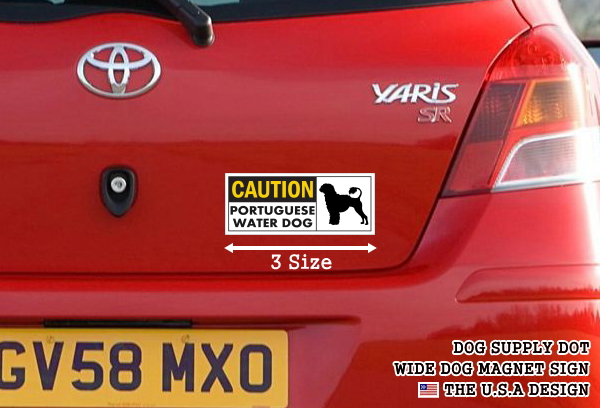 CAUTION PORTUGUESE WATER DOG ワイドマグネットサイン:ポーチュギーズウォータードッグ
