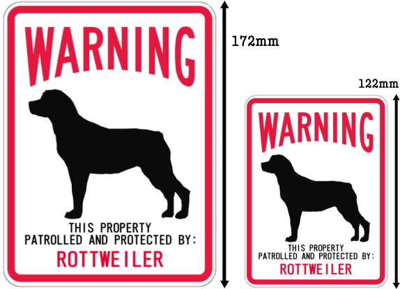 WARNING PATROLLED AND PROTECTED ROTTWEILER マグネットサイン:ロットワイラー