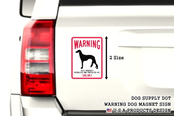 WARNING PATROLLED AND PROTECTED SALUKI マグネットサイン:サルーキ