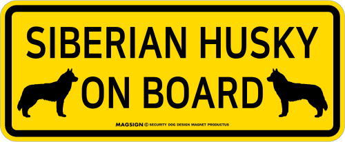 シベリアンハスキー,乗車中,カーマグネット,バンパーステッカー,英語,SIBERIAN HUSKY ON BOARD,イエロー,黄色