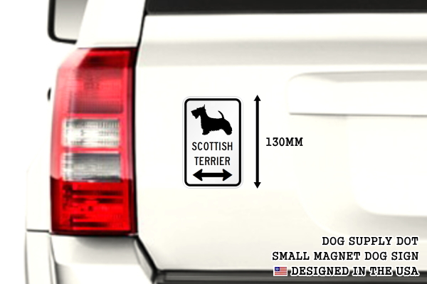 SCOTTISH TERRIER シルエット＆矢印 アメリカン道路標識 英語犬種名 マグネット/ステッカー