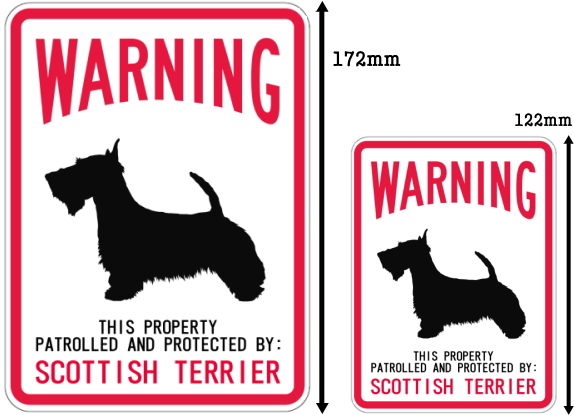 WARNING PATROLLED AND PROTECTED SCOTTISH TERRIER マグネットサイン:スコティッシュテリア