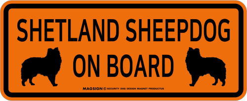 シェットランドシープドッグ,乗車中,カーマグネット,バンパーステッカー,英語,SHETLAND SHEEPDOG ON BOARD,オレンジ色