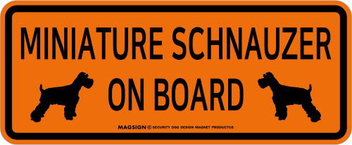ミニチュアシュナウザー,乗車中,カーマグネット,バンパーステッカー,英語,MINIATURE SCHNAUZER ON BOARD,オレンジ色