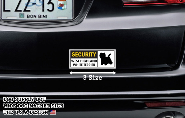 SECURITY WEST HIGHLAND WHITE TERRIER ワイドマグネットサイン:ウエストハイランドホワイトテリア