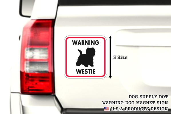 WARNING WESTIE マグネットサイン:ウェスティー(レッドフレーム)