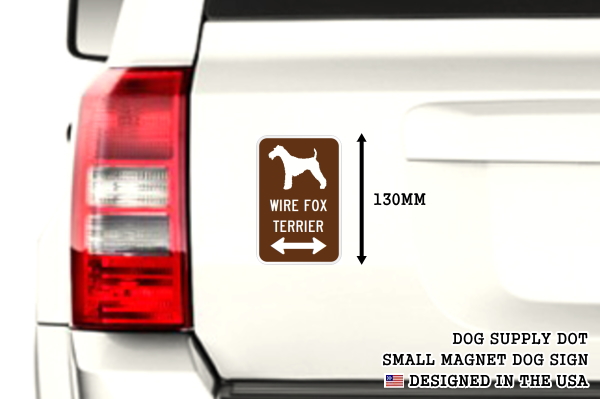 WIRE FOX TERRIER シルエット＆矢印 アメリカン道路標識 英語犬種名 マグネット/ステッカー