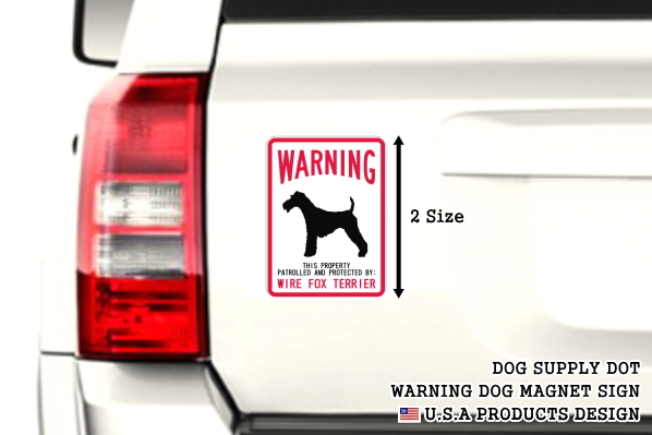 WARNING PATROLLED AND PROTECTED WIRE FOX TERRIER マグネットサイン:ワイヤーフォックステリア