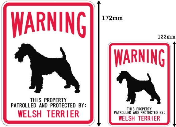 WARNING PATROLLED AND PROTECTED WELSH TERRIER マグネットサイン:ウェルシュテリア
