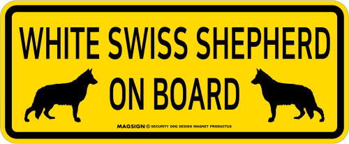 ホワイトスイスシェパード,乗車中,カーマグネット,バンパーステッカー,英語,WHITE SWISS SHEPHERD ON BOARD,イエロー,黄色