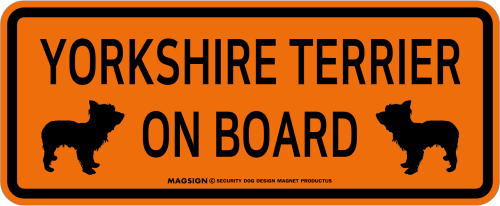 ヨークシャーテリア,乗車中,カーマグネット,バンパーステッカー,英語,YORKSHIRE TERRIER ON BOARD,オレンジ色